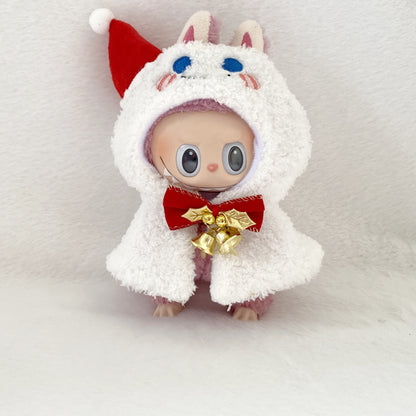 17cm Labubu Christmas Doll Outfit Bow Headwear Costume