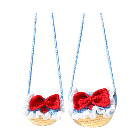 Mommy & Me Crochet Shoulder Bag Princess Style Knit Purse for Women & Kids