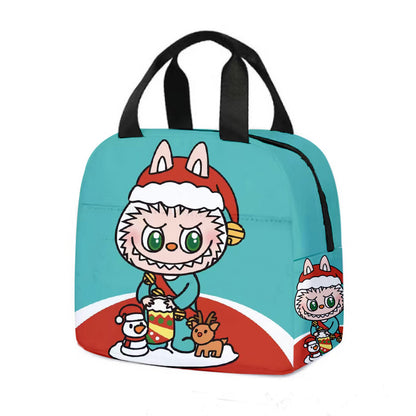 Labubu Christmas 2025 Cartoon Lunch Bag Insulated Bento Box Tote for Kids Adult