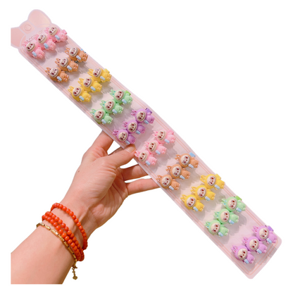 Wholesale Labubu Hair Clips Cute Cartoon Acrylic Hollow Snap Clips for Girls 10-Pack