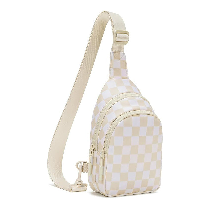 Sport Waist Pack Nylon Checkerboard Crossbody Bag Pastel
