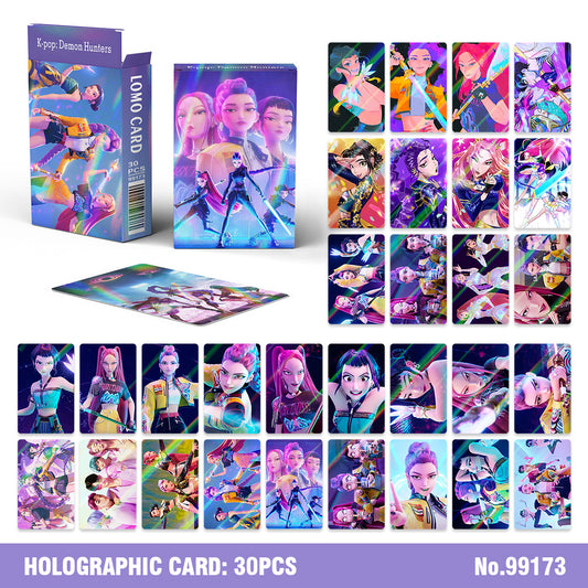 Kpop Demon Hunters Holographic Photocard Set Double-Sided LOMO Cards Mini Stickers & Collectible Flash Cards