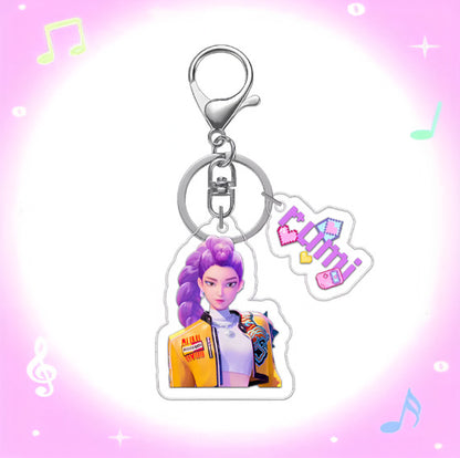 Kpop Demon Hunters Anime Keychain Set 2PCS Acrylic Girl Group Pendants for Bags & Backpacks