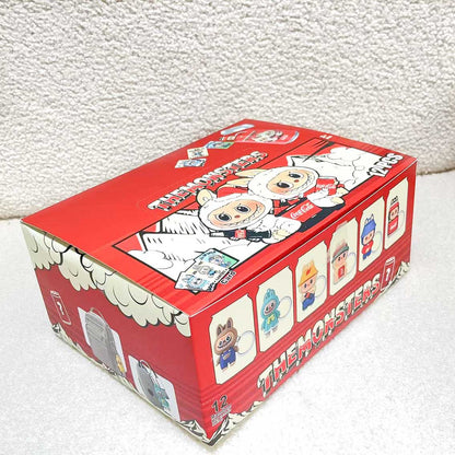 Labubu Blind Box Keychain Cute Cartoon Cola Can Mini Figure Keyring Toy Gift 12Pcs