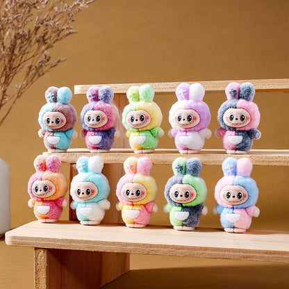 Labubu Flocked Mini Figurine Cute Collectible Desk & Car Decoration Toy