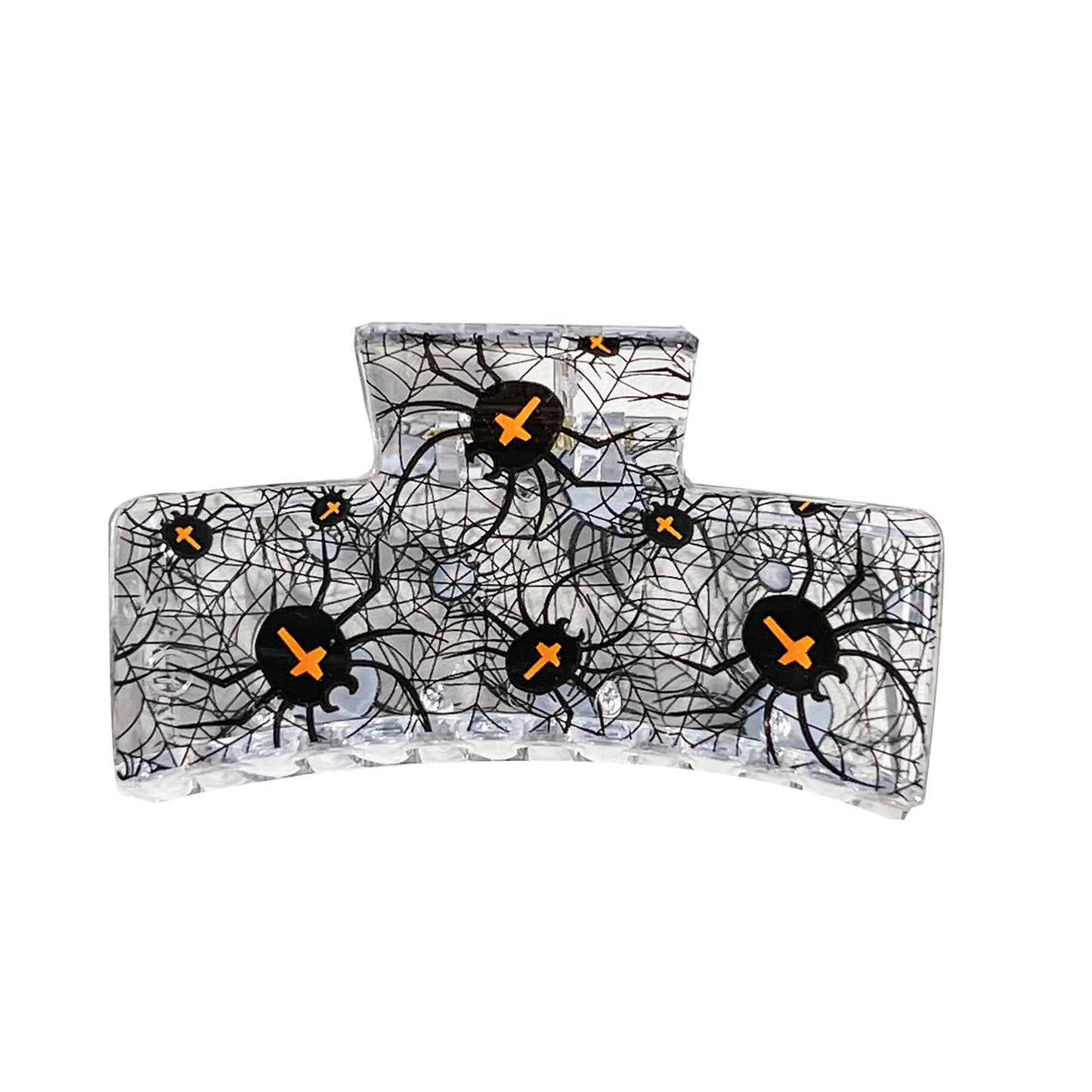 Halloween Pumpkin Bat Print Hair Claw Clip Square Shark Jaw Clip for Bun & Updo Hairstyles