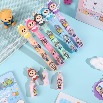Labubu Cartoon Fluorescent Pen Mini Highlighters Student Drawing & Highlight Marker Set