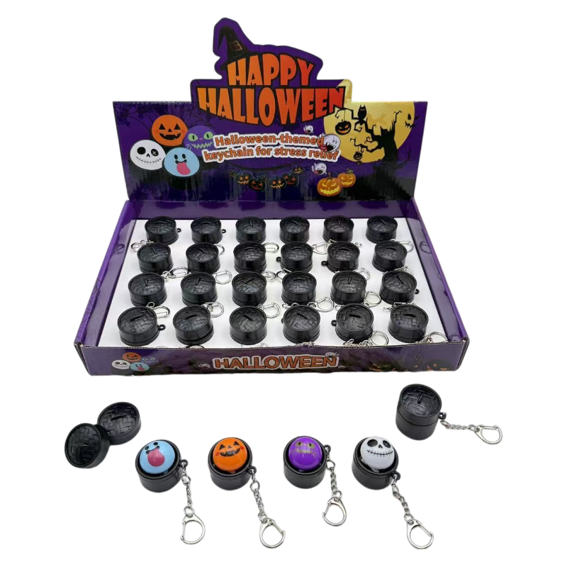 24-Pack Halloween Steamer Basket Fidget Keychains Counter Display Mini Stress Relief Assortment