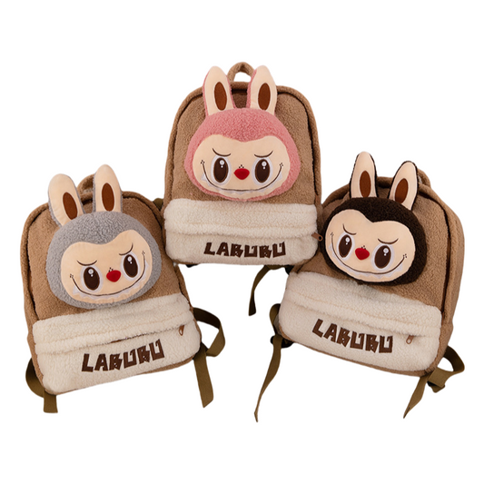 Labubu Soft Plush Fleece Backpack Cute Character Doll School Bag