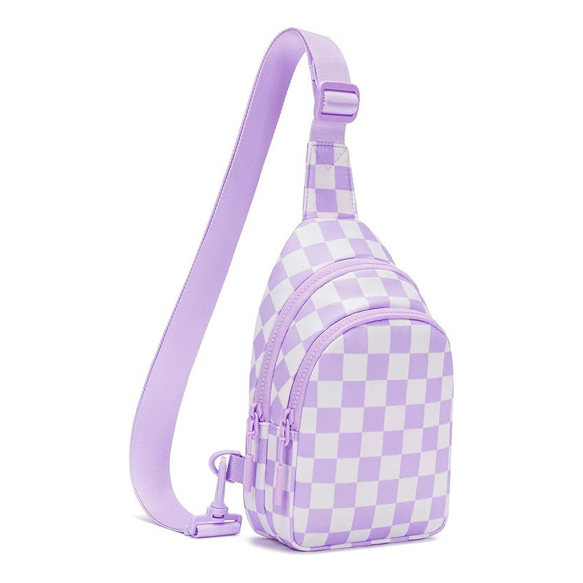 Sport Waist Pack Nylon Checkerboard Crossbody Bag Pastel