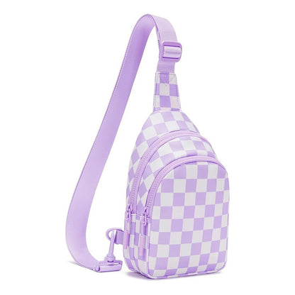 Sport Waist Pack Nylon Checkerboard Crossbody Bag Pastel