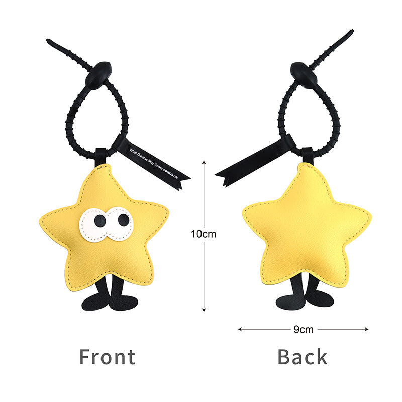 Christmas Tree Apple Star Keychain Creative PU Leather Pendant Ornament New Year