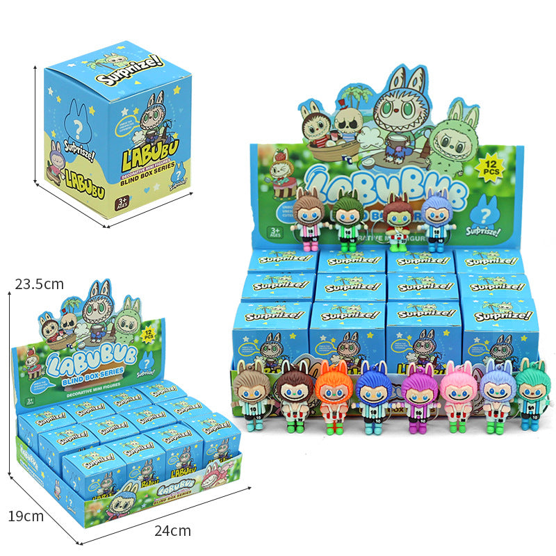Labubu Blind Box Car Dashboard Ornament Figure Cute Phone Decoration Collectible Toy 12pcs