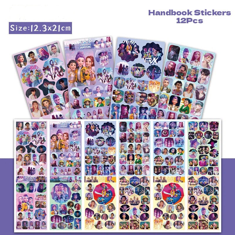 K-Pop Witch Hunter & Saga Boy Group Sticker Set – 12-Piece DIY Waterproof Decal Stickers
