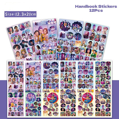 K-Pop Witch Hunter & Saga Boy Group Sticker Set – 12-Piece DIY Waterproof Decal Stickers