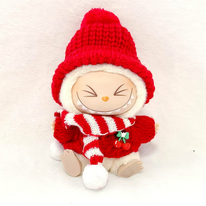 17cm Labubu Christmas Doll Outfit Bow Headwear Costume