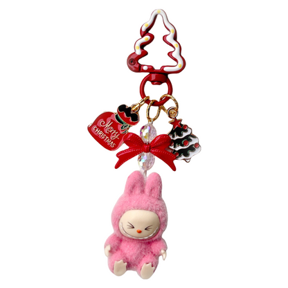 Christmas Labubu Keychain Toy in Car Cute Cartoon Keyring Accessory