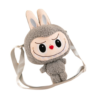 Kids Girls Labubu Soft Plush Crossbody Character Doll Bag