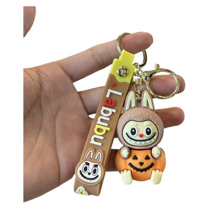 Labubu Halloween Pumpkin Silicone Keychain With Various Character Designs
