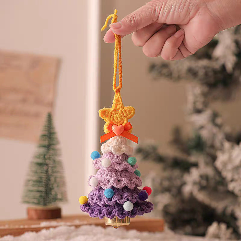 Plush Christmas Bell Ornaments Crochet Christmas Tree Mini Decor & Car Hanging