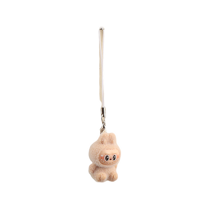Flocked Labubu Keychain Plushie Bag Charm Gift Keyring for Purse & Backpack