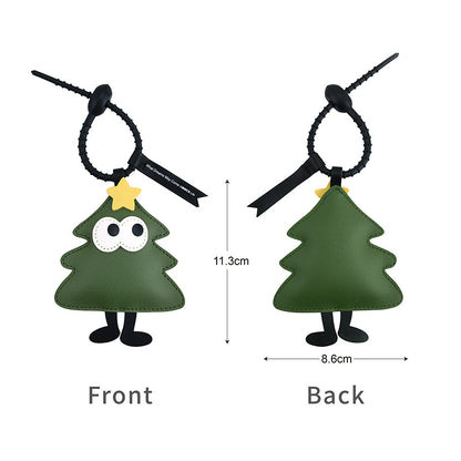 Christmas Tree Apple Star Keychain Creative PU Leather Pendant Ornament New Year