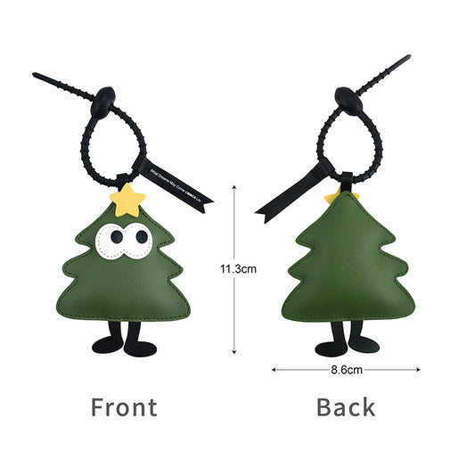 Christmas Tree Apple Star Keychain Creative PU Leather Pendant Ornament New Year