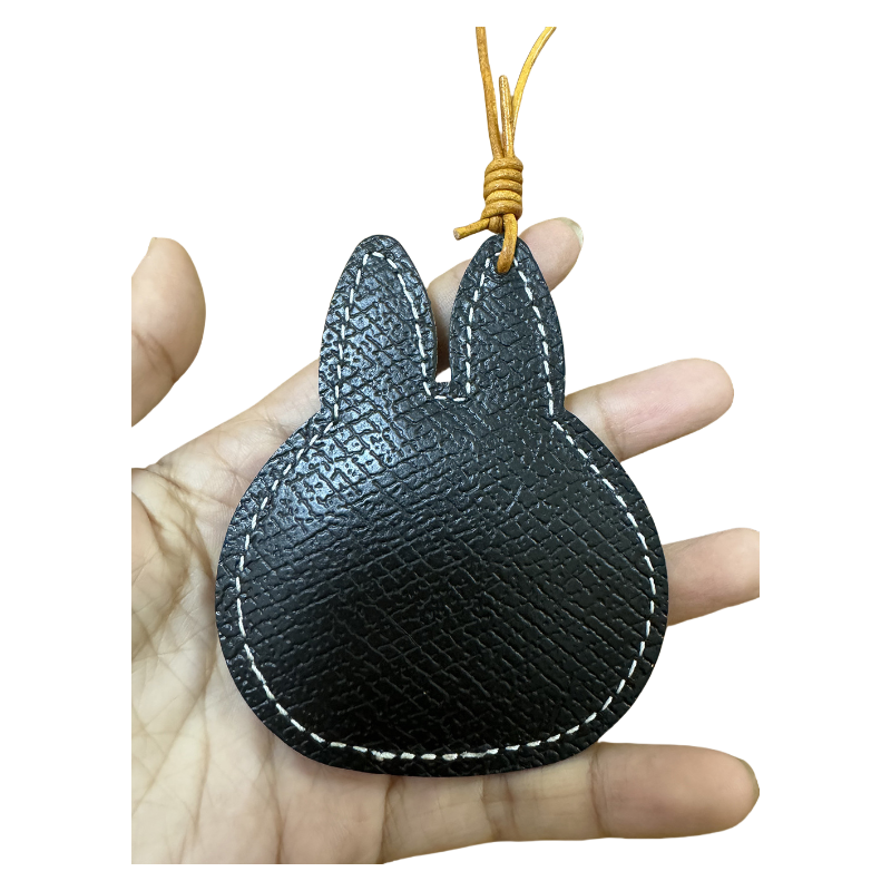 Handmade Leather Cartoon Bag Charm Cute Labubu Keychain Pendant