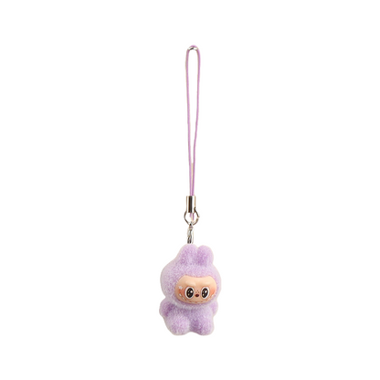 Flocked Labubu Keychain Plushie Bag Charm Gift Keyring for Purse & Backpack