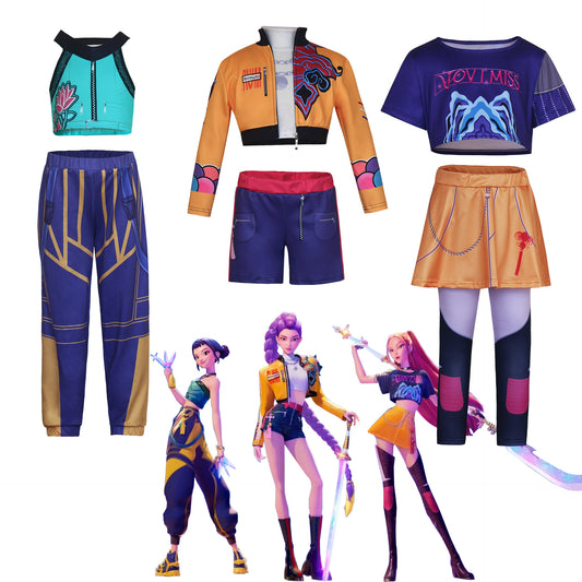 Halloween Girls Kids K-pop Demon Hunters Cosplay Costume Mira, Zoey, Rumi Anime Outfit