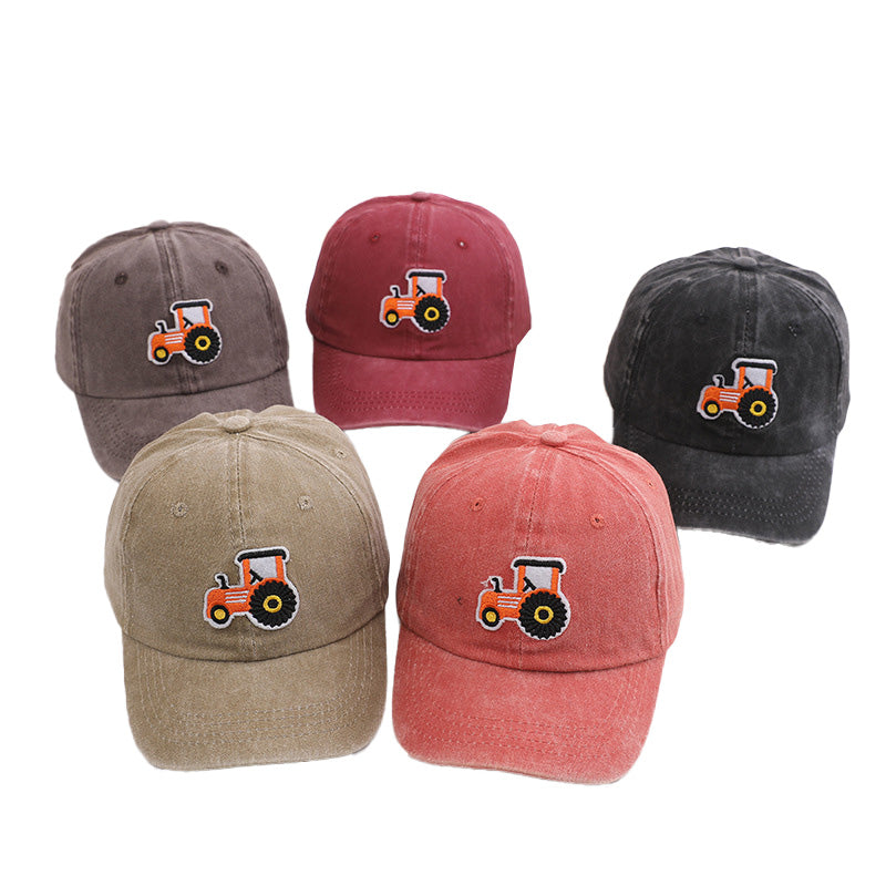Toddler Tractor Embroidery Baseball Cap Soft Cotton 5 Color