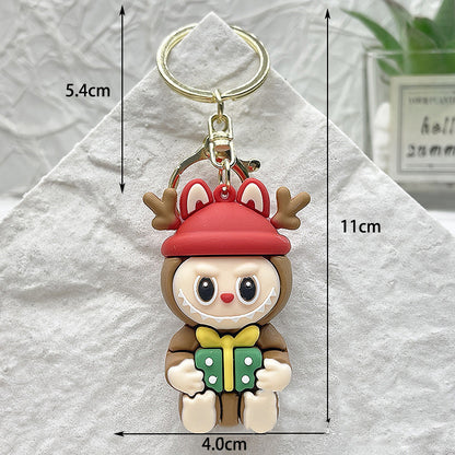 Labubu Christmas 2025 Santa Claus Silicone Keychain With Various Character Designs