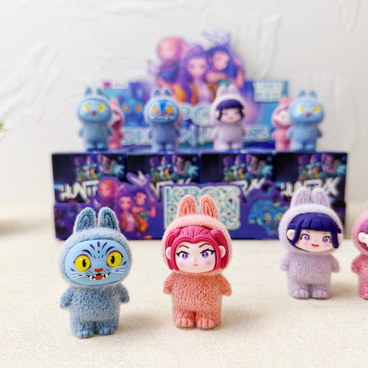 KPOP Demon Hunter Resin Flocked Figurine Cute Collectible Figure 12pcs Blind Box Set