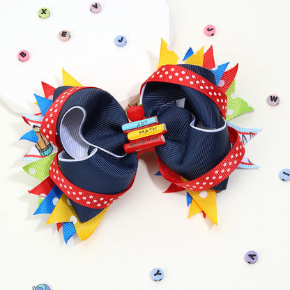 Back-to-School Hair Clips Pencil & Bow Hairpins for Girls