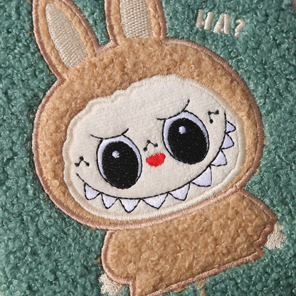 Labubu Embroidered Cartoon Teddy Fleece Plush Notebook Creative Kids Journal DIY Planner