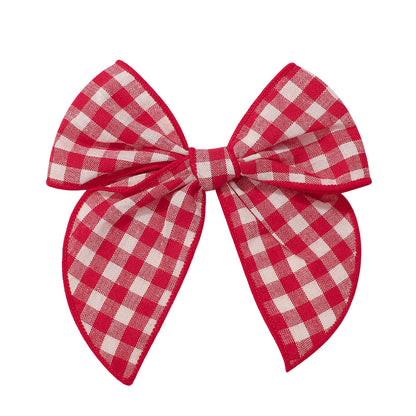 Christmas Tartan Bow Hair Clip Girls Vintage Plaid Accessory Cotton Linen Fabric Headband