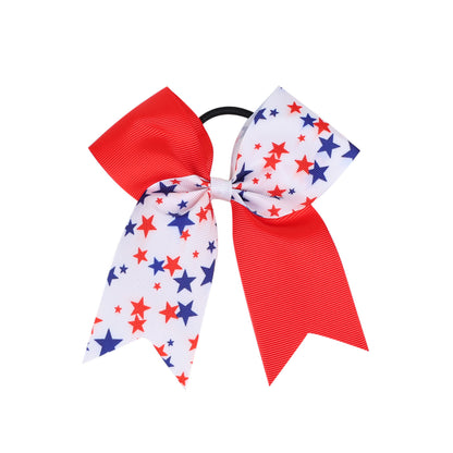 Kids Patriotic Hair Elastics Red White Blue American Flag Hair Ties
