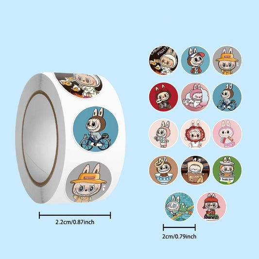 Labubu Sticker Roll Cartoon Stickers For Journaling Scrapbooking Student Decoration