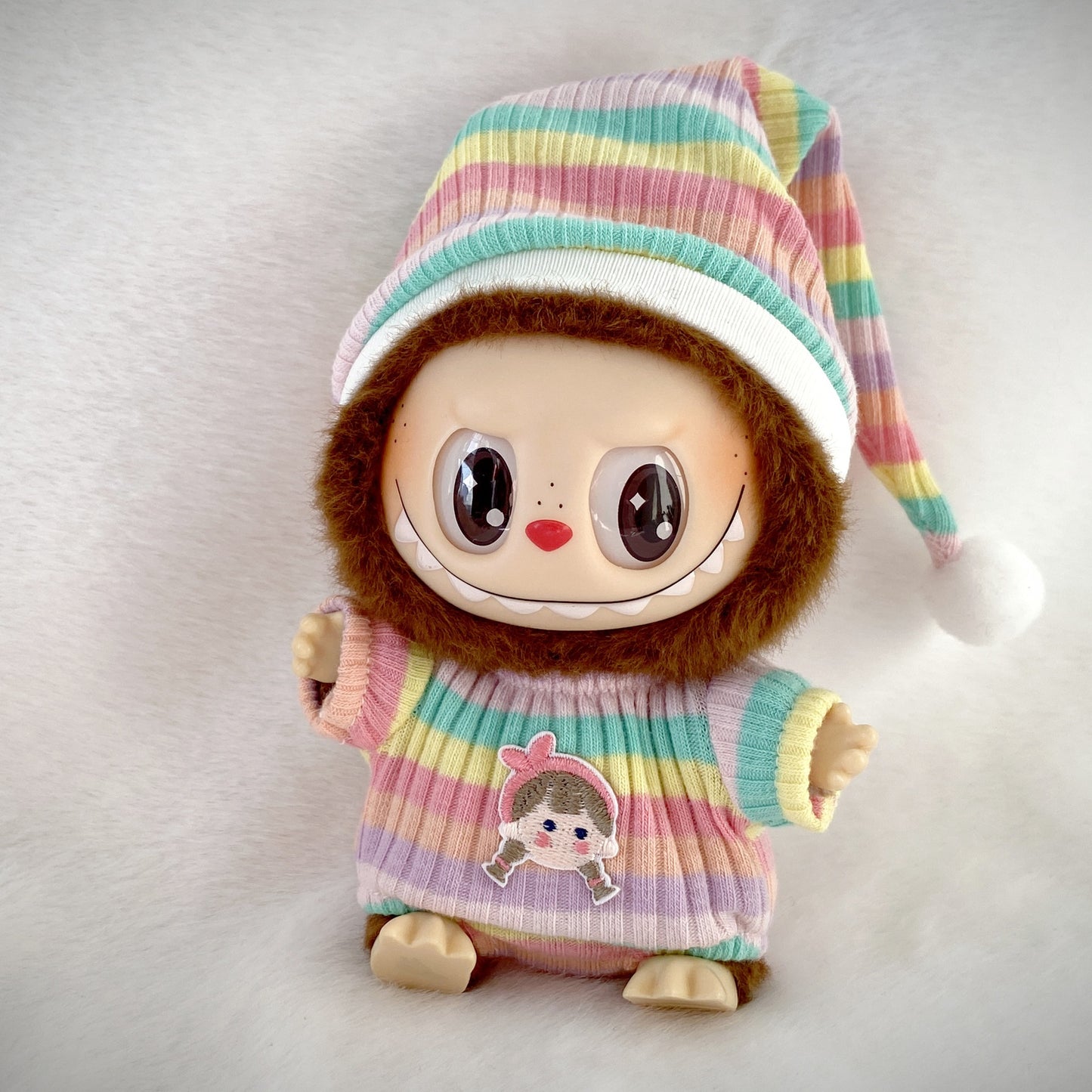 17cm Labubu Rainbow Stripe Set Outfit Changeable Costume