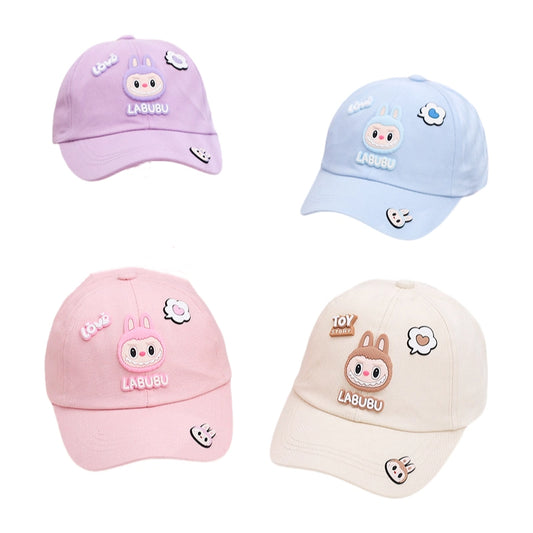 Labubu Kids Baseball Cap with 3D Silicone Patches Adjustable Hat in 4 Colors