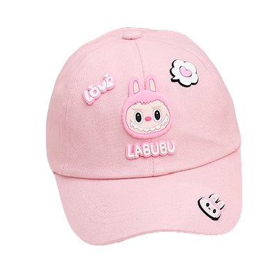 Labubu Kids Baseball Cap with 3D Silicone Patches Adjustable Hat in 4 Colors