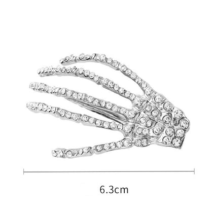 Girls Alloy Skeleton Claw Hair Clip Halloween Side Hairpin for Women