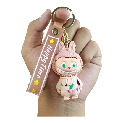 Labubu Pajamas Silicone Keychain With Various Character Designs