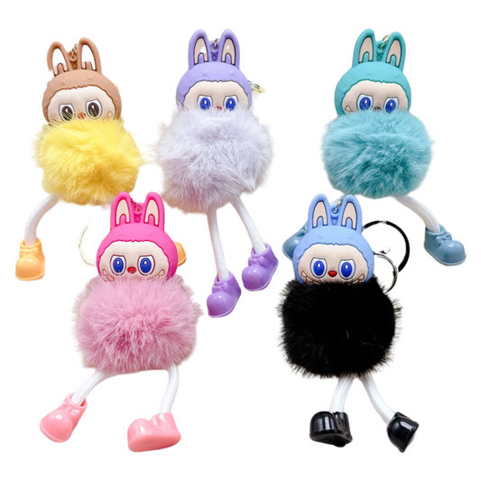 Labubu Plush Keychain Cartoon Hanging Doll for Backpack Car Keys Purse or Gift