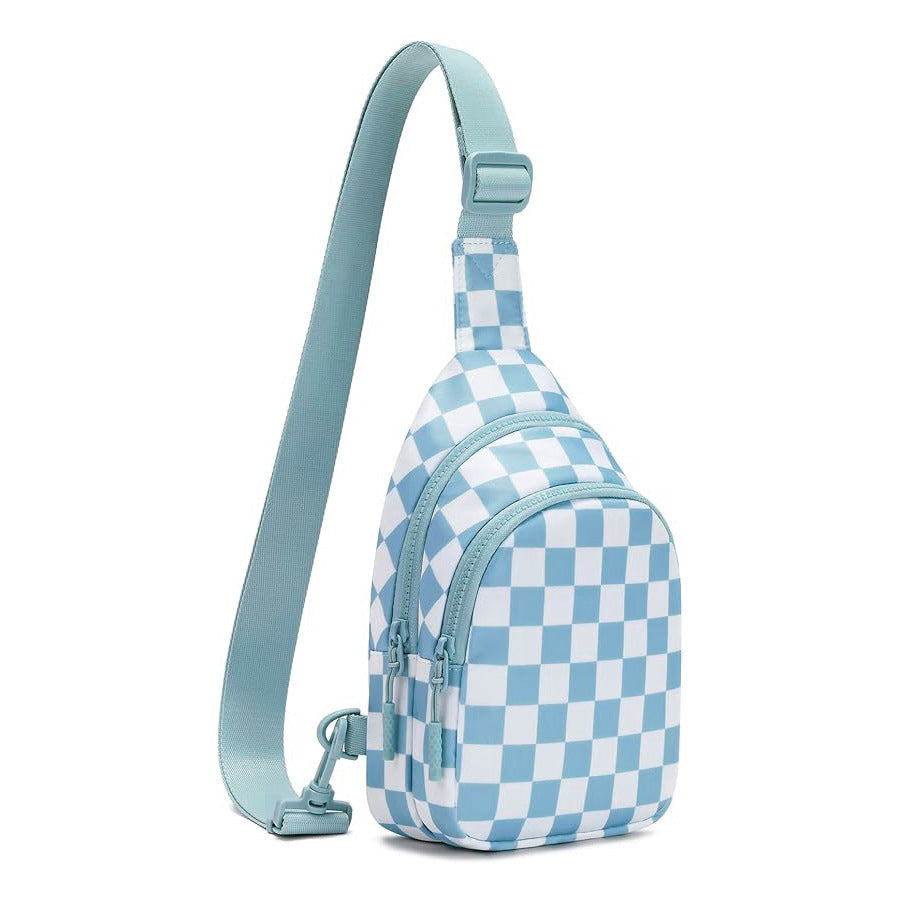 Sport Waist Pack Nylon Checkerboard Crossbody Bag Pastel