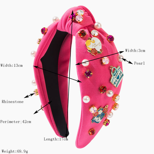 Mother's Day Headband Letter Rhinestone Pearl Decoration