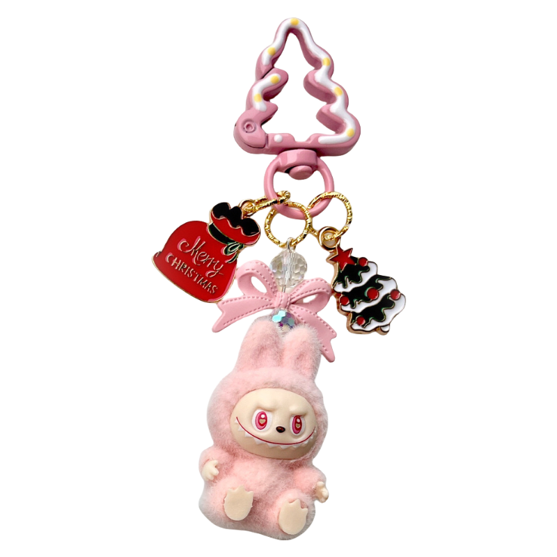 Christmas Labubu Keychain Toy in Car Cute Cartoon Keyring Accessory