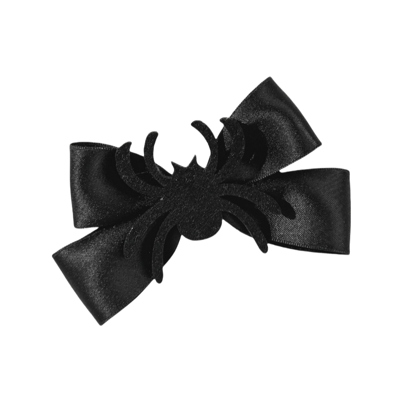 Girls Halloween Spider Solid Pink Black White Headwear Bow