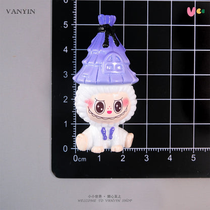 Labubu Flocked Mini Figurine Cute Collectible Desk & Car Decoration Toy