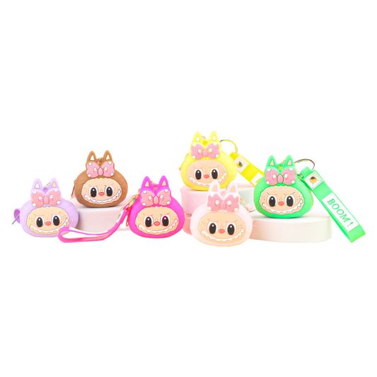 Labulu Bow Boom Coin Purse Keychain Silicone Wallet Charm 6 Colors